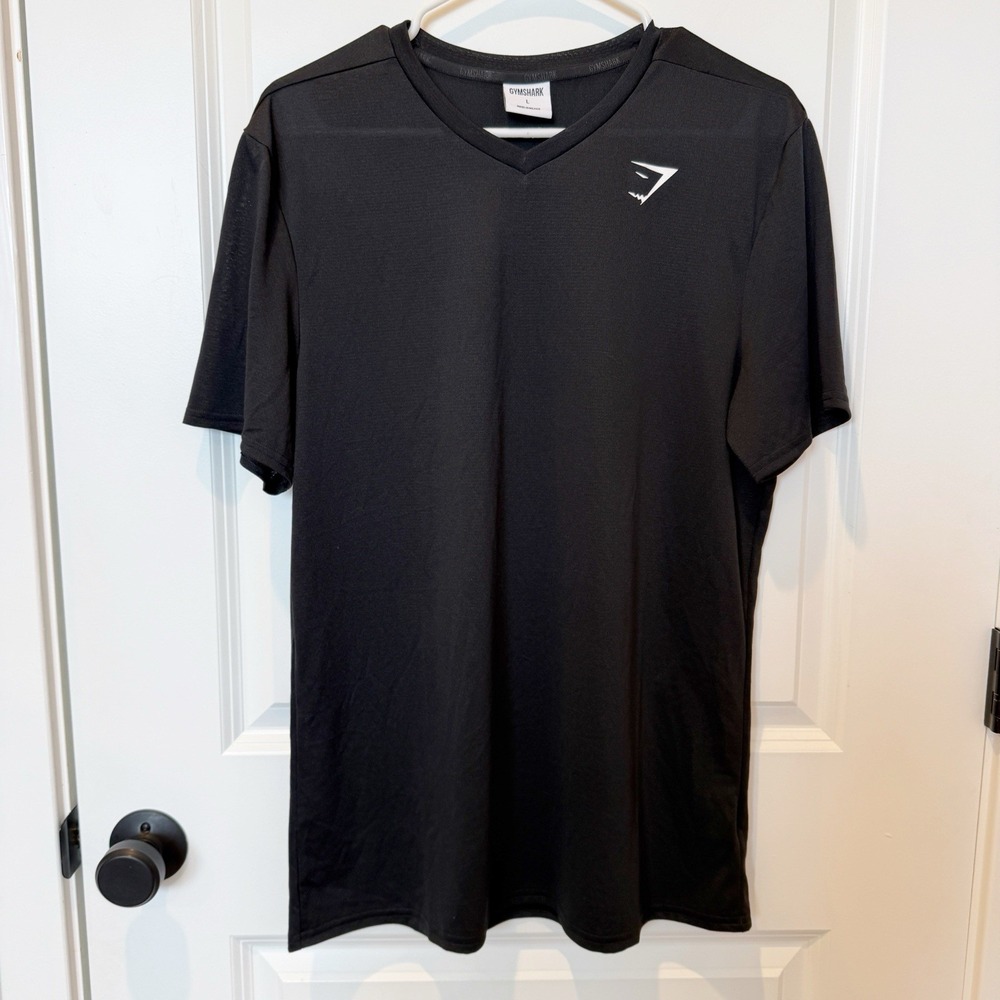 Gymshark Mens Black Performance T- Shirt Large Gym Training Sports Lightweight